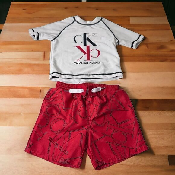 Calvin Klein Rashguard And Swim Trunks Set 18 Months - Picture 1 of 9